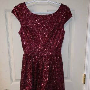 Red sequined dress